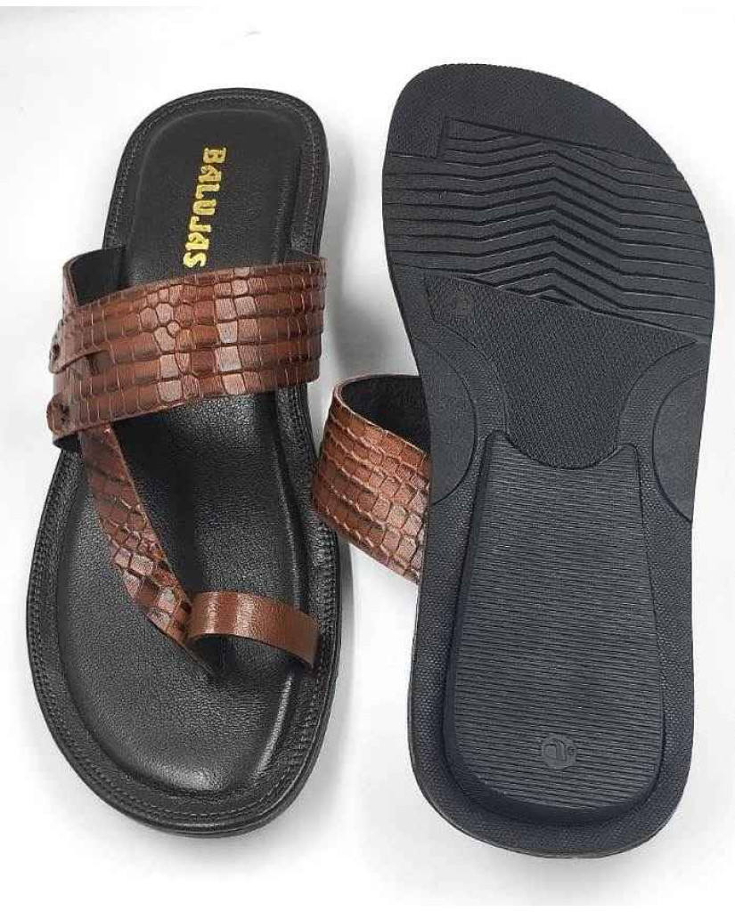 707: Tan Leather Toe-Ring Kolhapuri Slippers