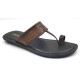 713: Tan Leather Toe-Ring Kolhapuri Slippers