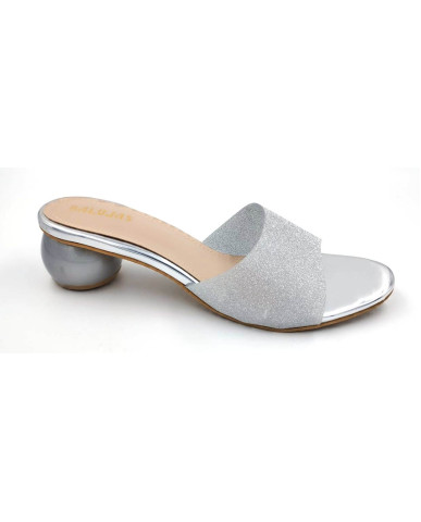 HOS-129 : Balujas Silver Round Heel Ladies Slipper