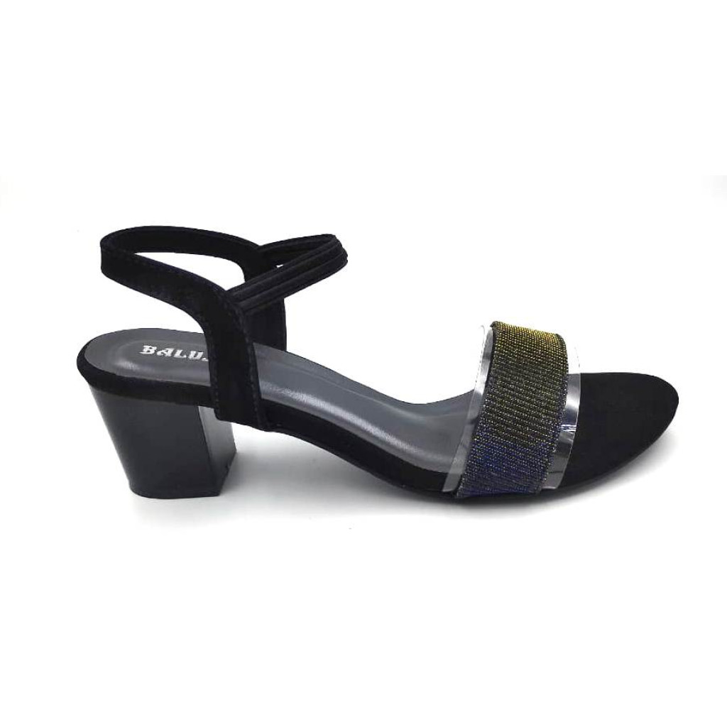 S46-115 : Balujas Black Block Heel Ladies Sandal