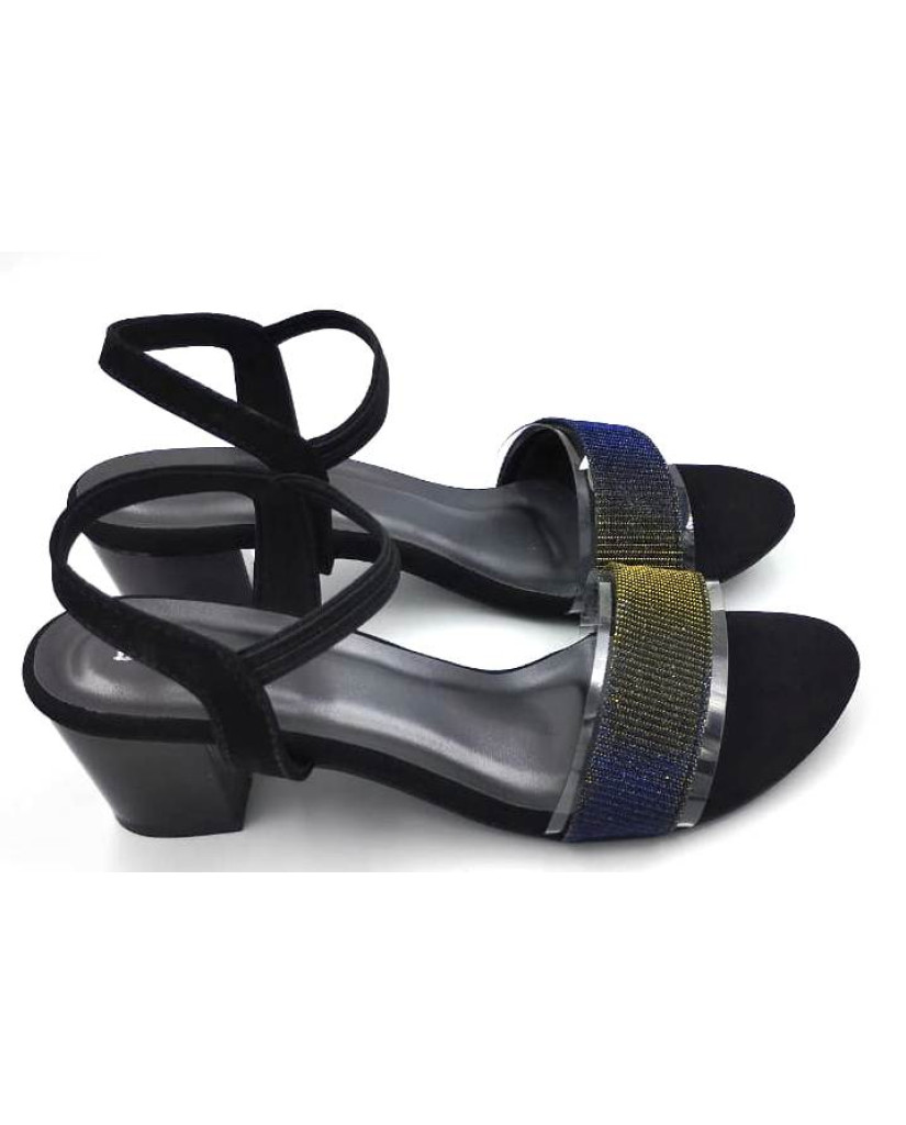 S46-115 : Balujas Black Block Heel Ladies Sandal