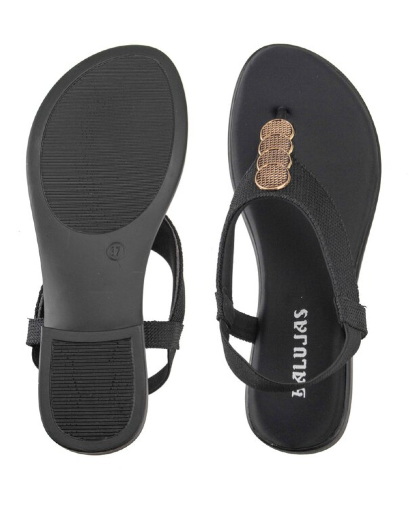 17 : Balujas Flat Black Ladies Sandal