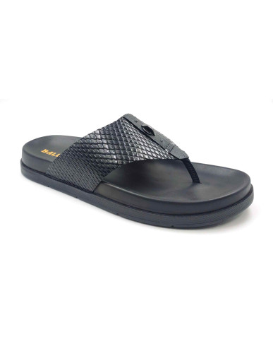1302: Balujas Men Black Comfort Slippers