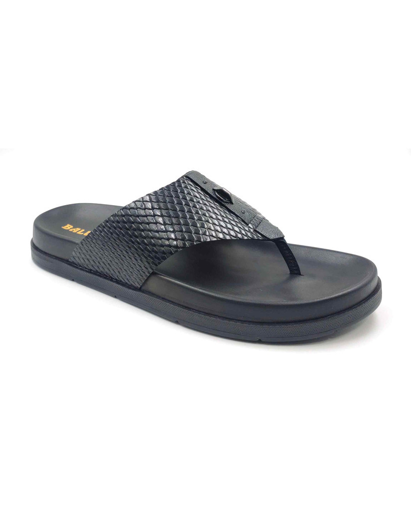 1302: Balujas Men Black Comfort Slippers