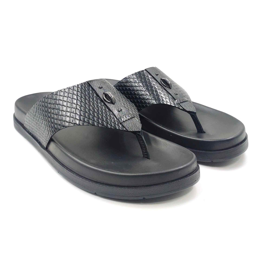 1302: Balujas Men Black Comfort Slippers