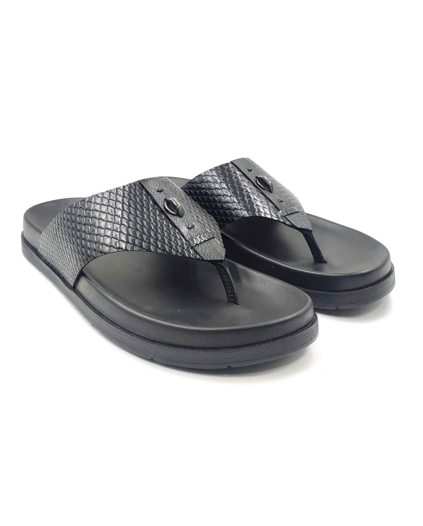 1302: Balujas Men Black Comfort Slippers