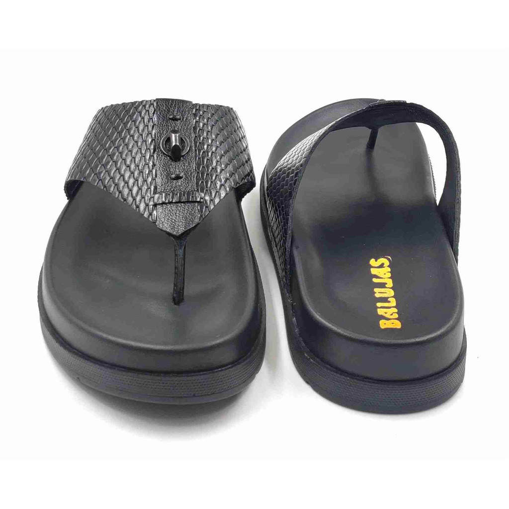 1302: Balujas Men Black Comfort Slippers