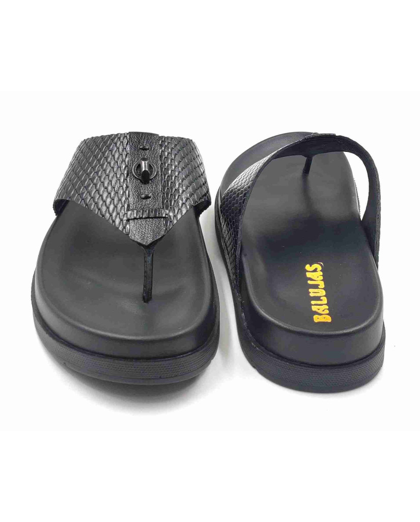 1302: Balujas Men Black Comfort Slippers