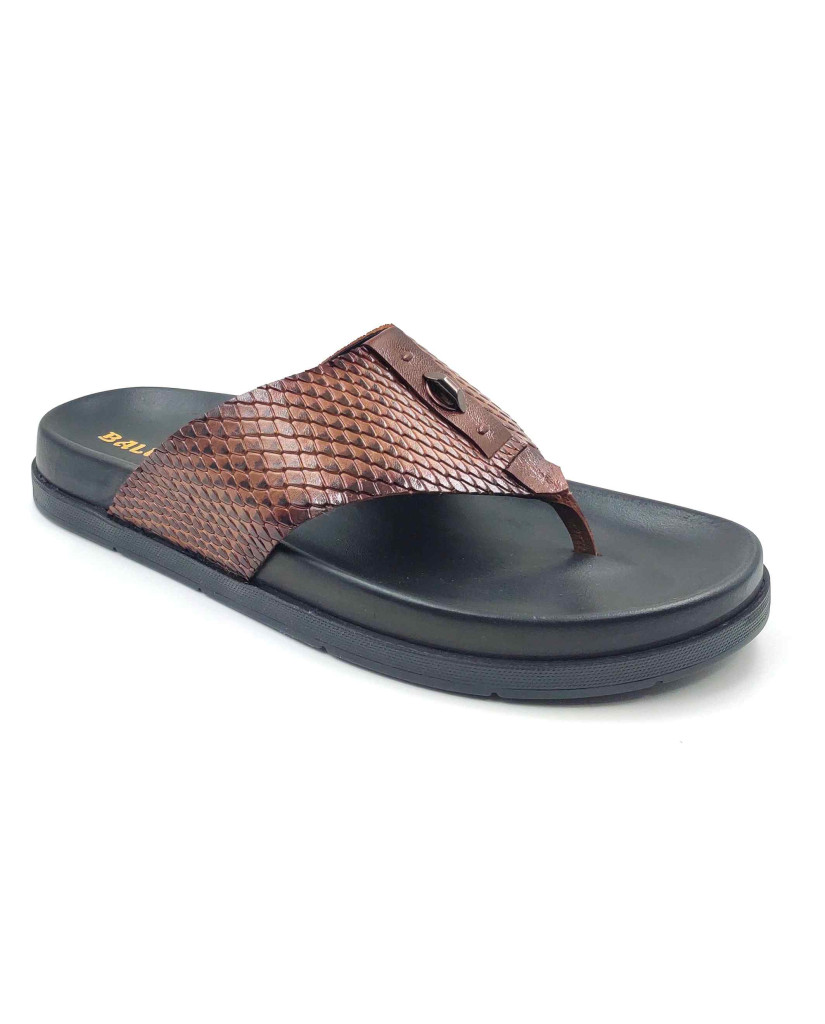 1302: Balujas Men Tan Comfort Slippers