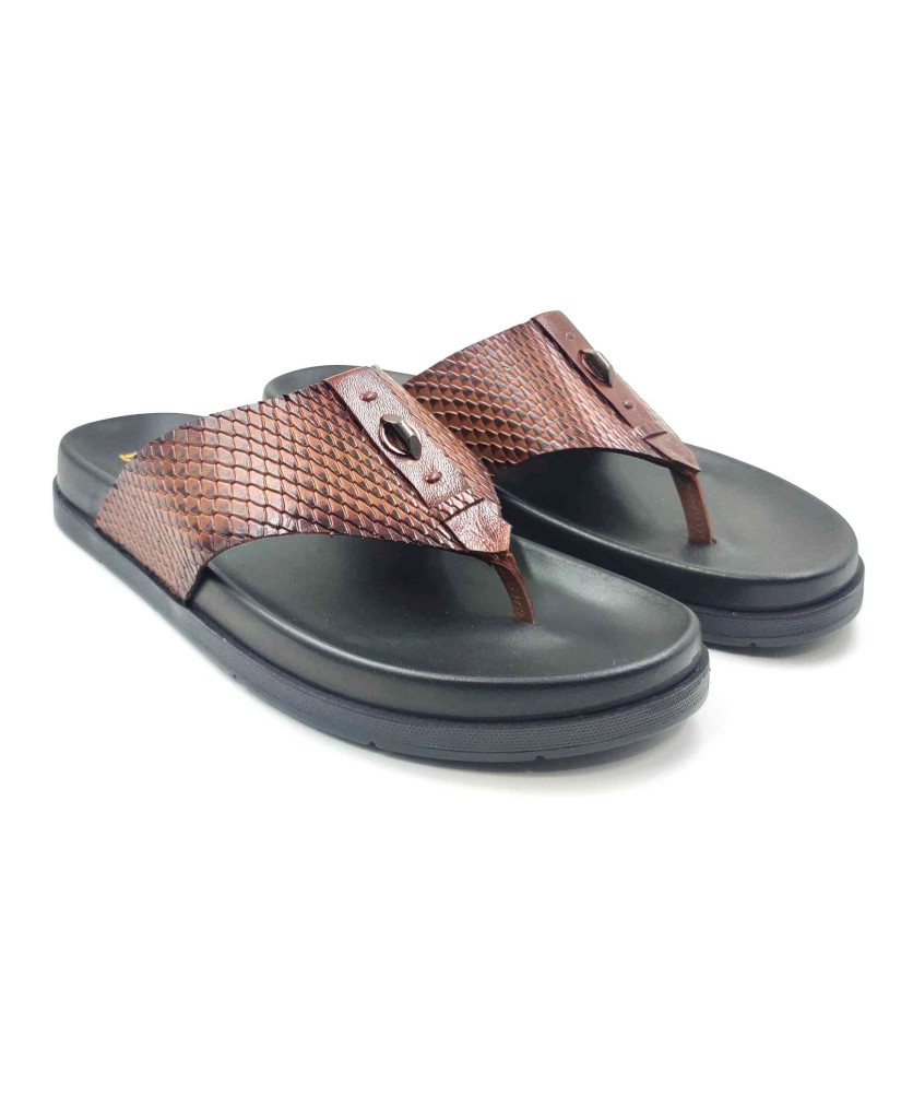1302: Balujas Men Tan Comfort Slippers