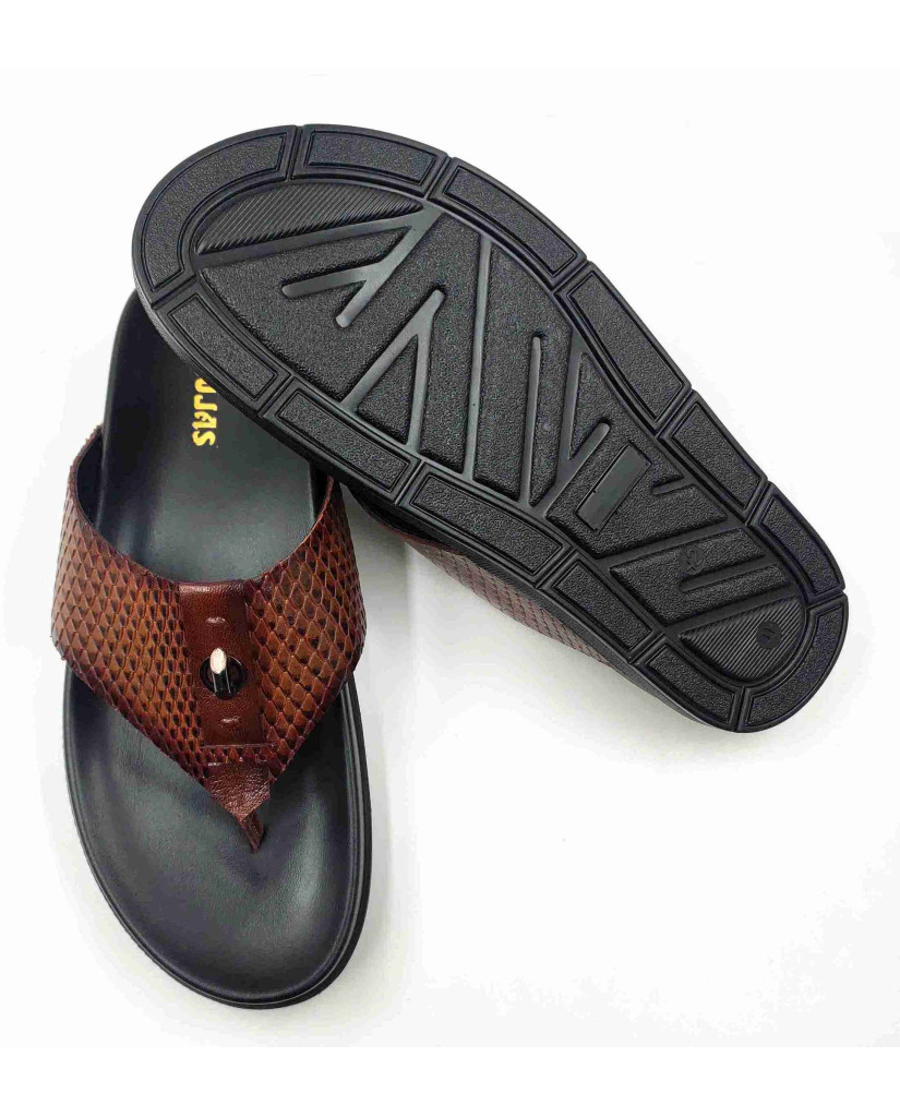 1302: Balujas Men Tan Comfort Slippers