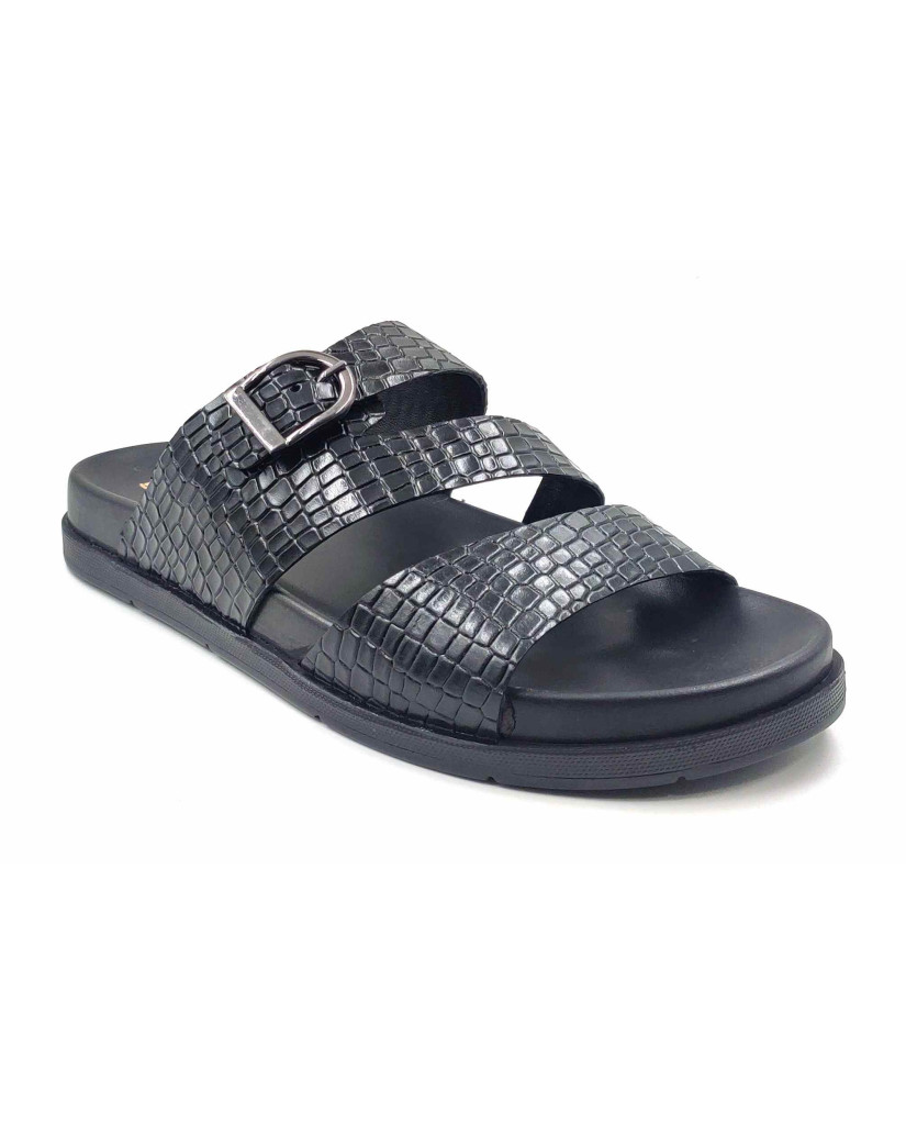 1303: Balujas Men Black Comfort Slippers