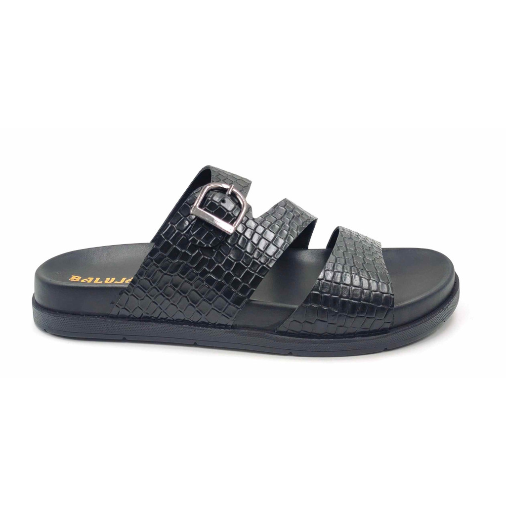 1303: Balujas Men Black Comfort Slippers