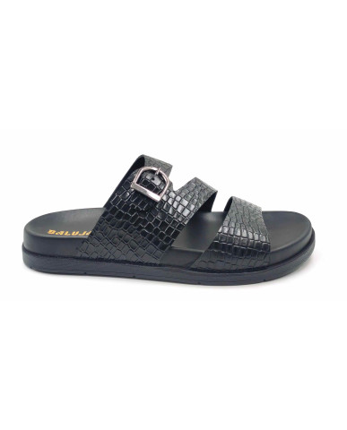 1303: Balujas Men Black Comfort Slippers