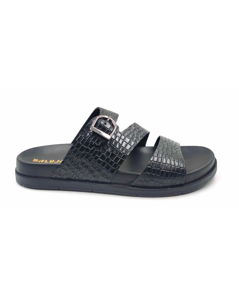 1303: Balujas Men Black Comfort Slippers