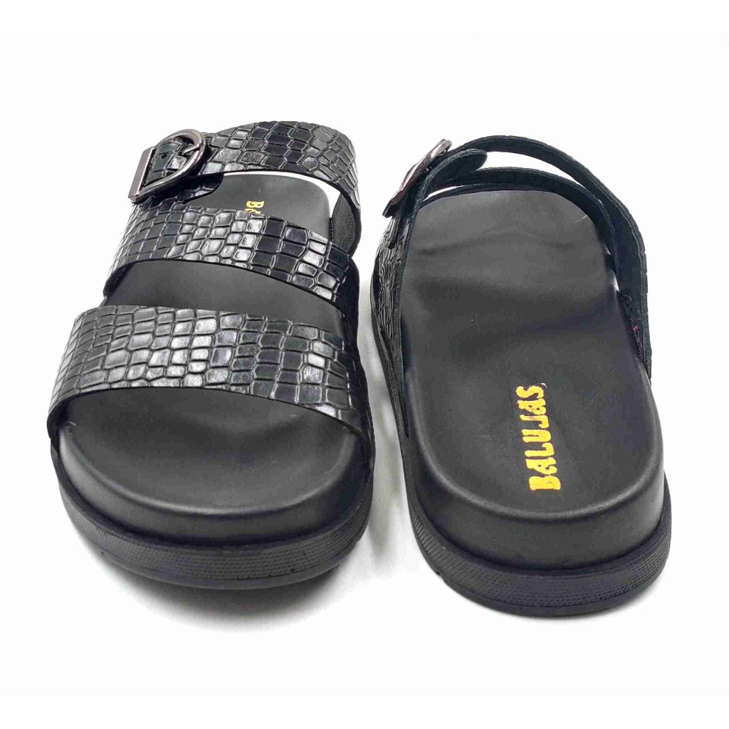 1303: Balujas Men Black Comfort Slippers