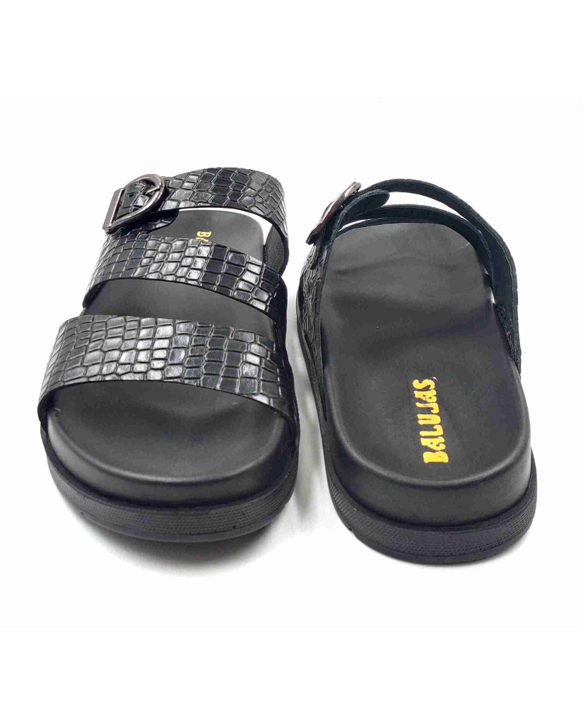 1303: Balujas Men Black Comfort Slippers