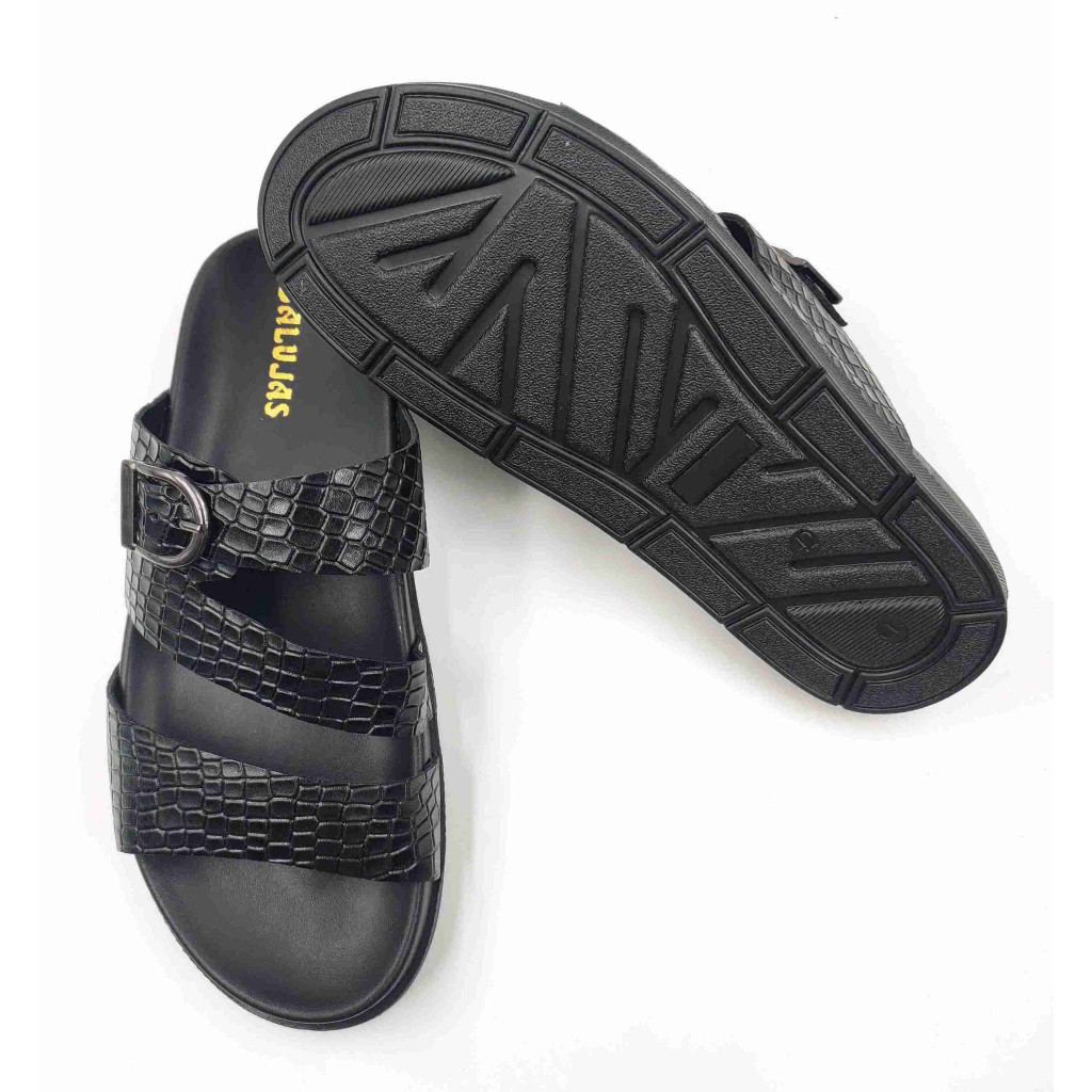 1303: Balujas Men Black Comfort Slippers