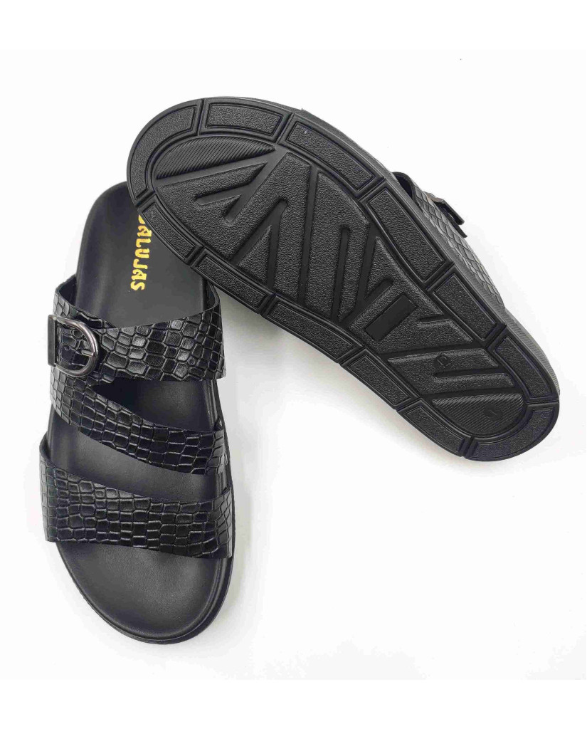 1303: Balujas Men Black Comfort Slippers