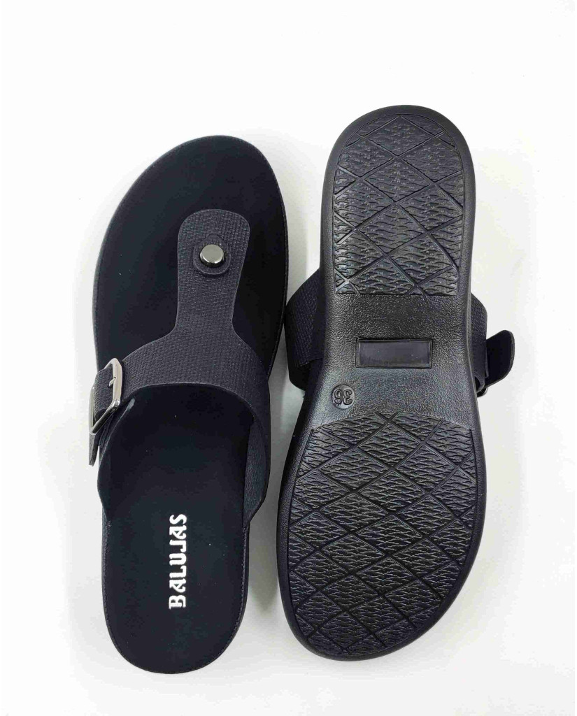 11382: Balujas Black Mid Heel Slipper