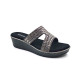11505: Balujas Black Wedge Heel Slipper