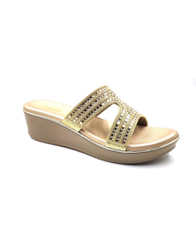 11505: Balujas Gold Wedge Heel Slipper
