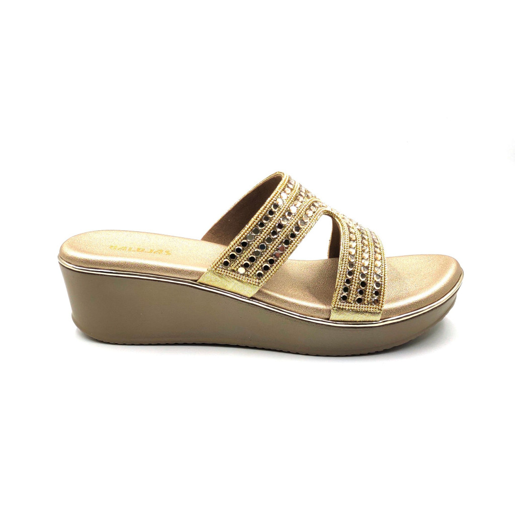 11505: Balujas Gold Wedge Heel Slipper