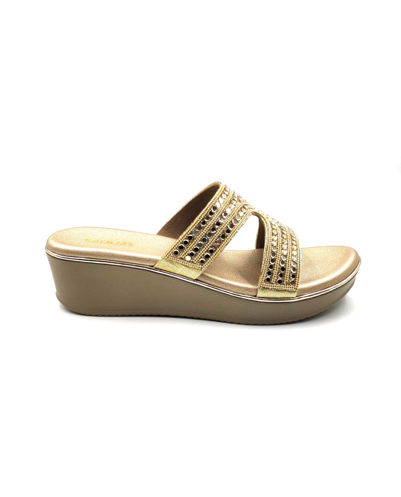 11505: Balujas Gold Wedge Heel Slipper