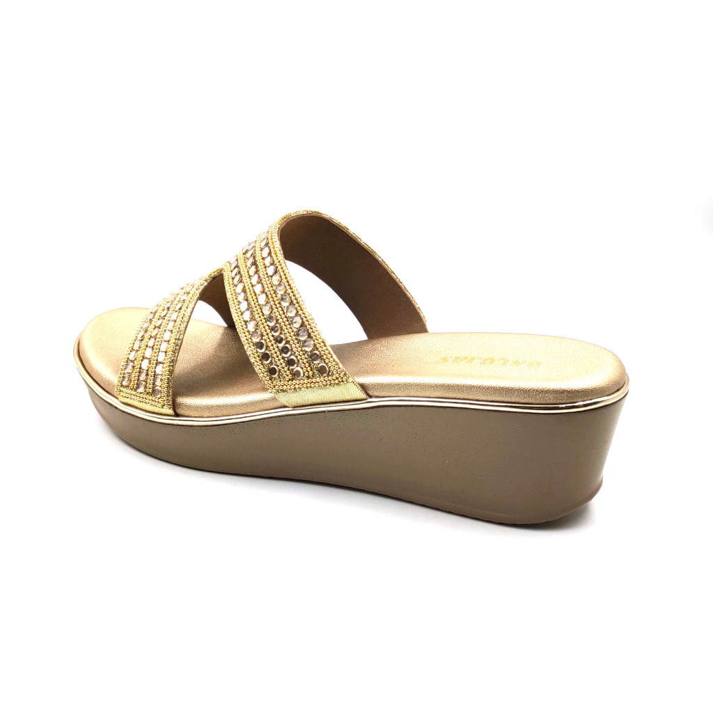 11505: Balujas Gold Wedge Heel Slipper