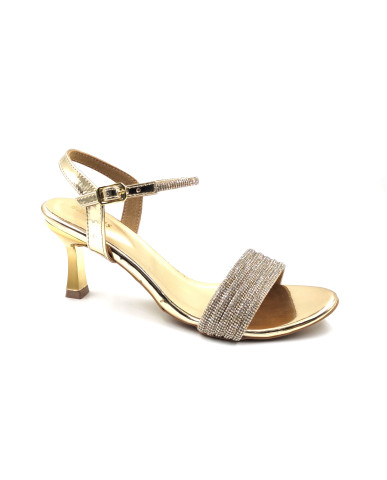 1893: Balujas Women's Gold Heel Sandals