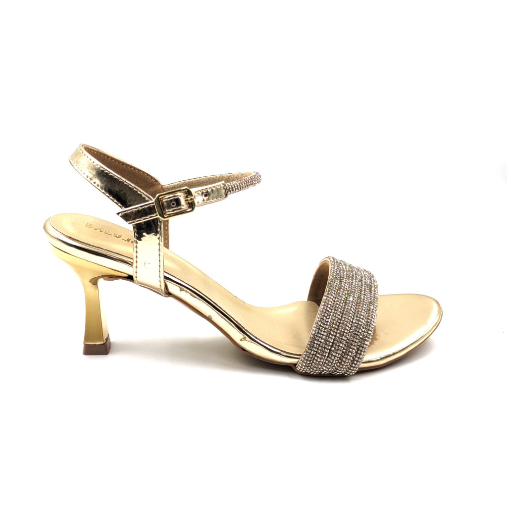 1893: Balujas Women's Gold Heel Sandals