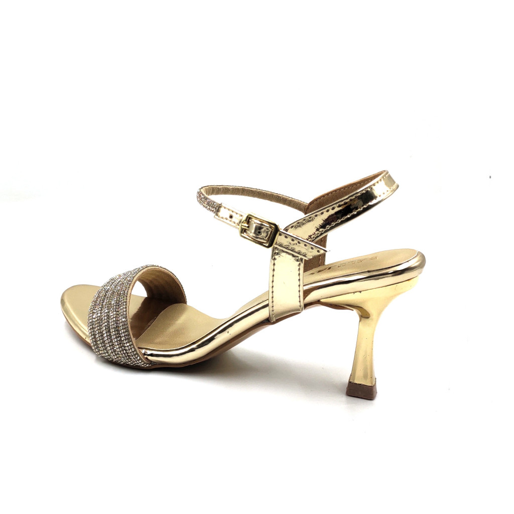 1893: Balujas Women's Gold Heel Sandals