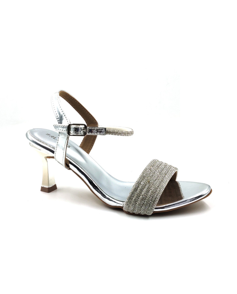 1893: Balujas Women's Silver Heel Sandals