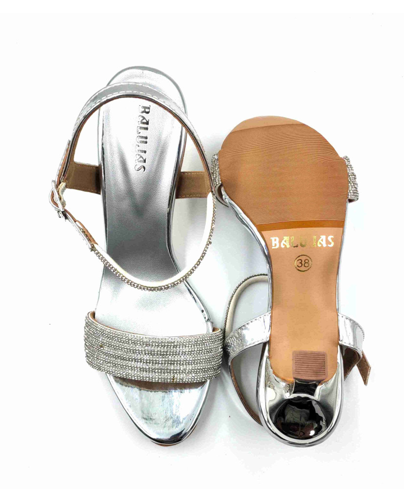 1893: Balujas Women's Silver Heel Sandals