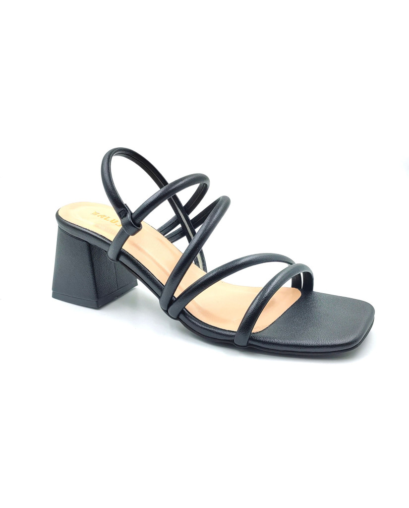 4030: Balujas Women's Black Chunky Heel Sandal