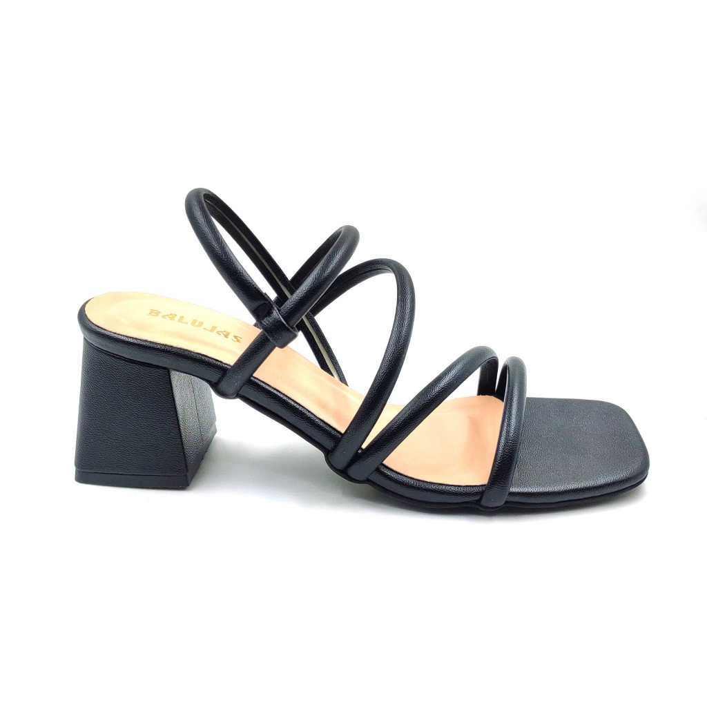 4030: Balujas Women's Black Chunky Heel Sandal