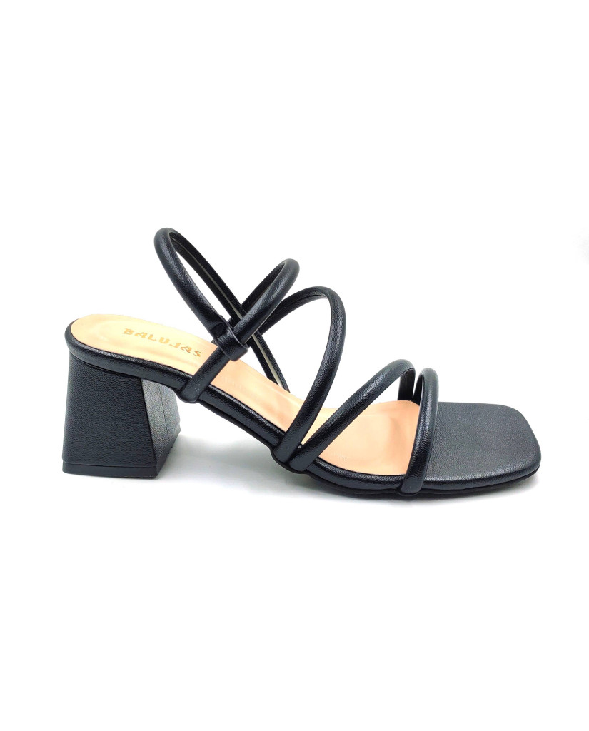 4030: Balujas Women's Black Chunky Heel Sandal