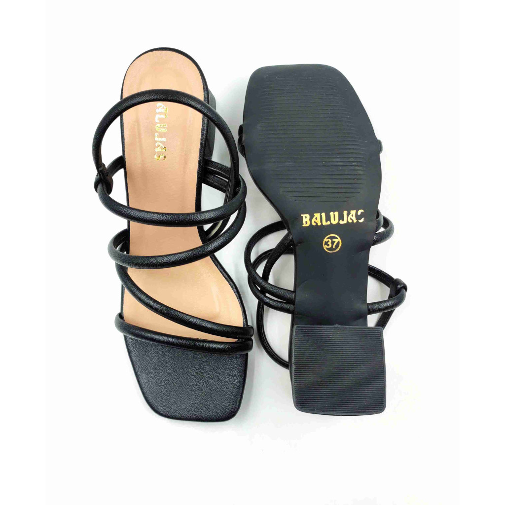 4030: Balujas Women's Black Chunky Heel Sandal