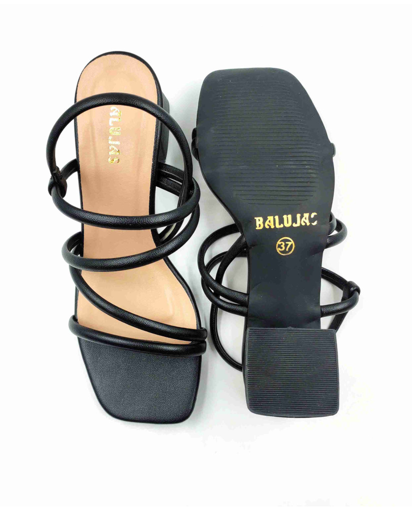 4030: Balujas Women's Black Chunky Heel Sandal
