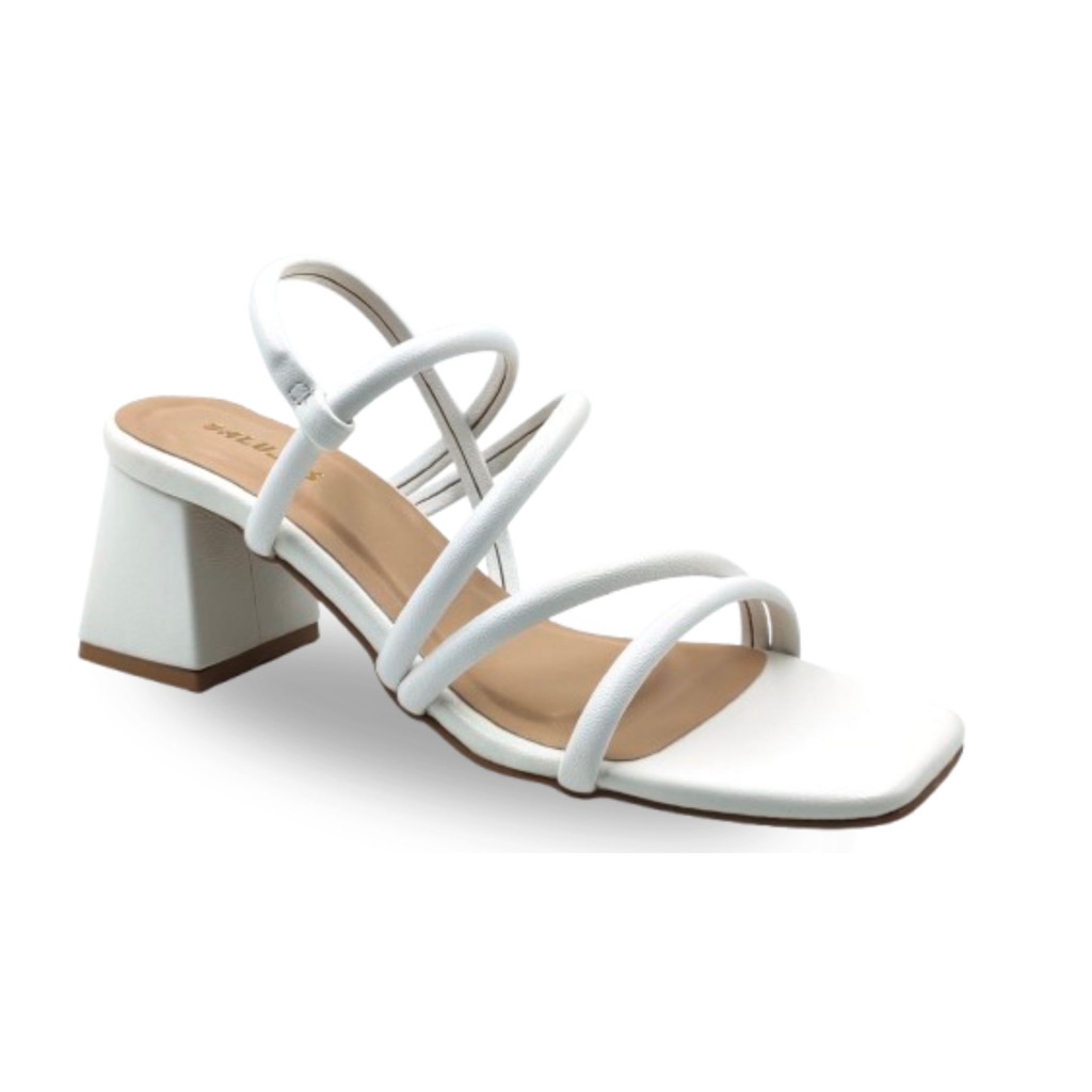 4030: Balujas Women's White Chunky Heel Sandal
