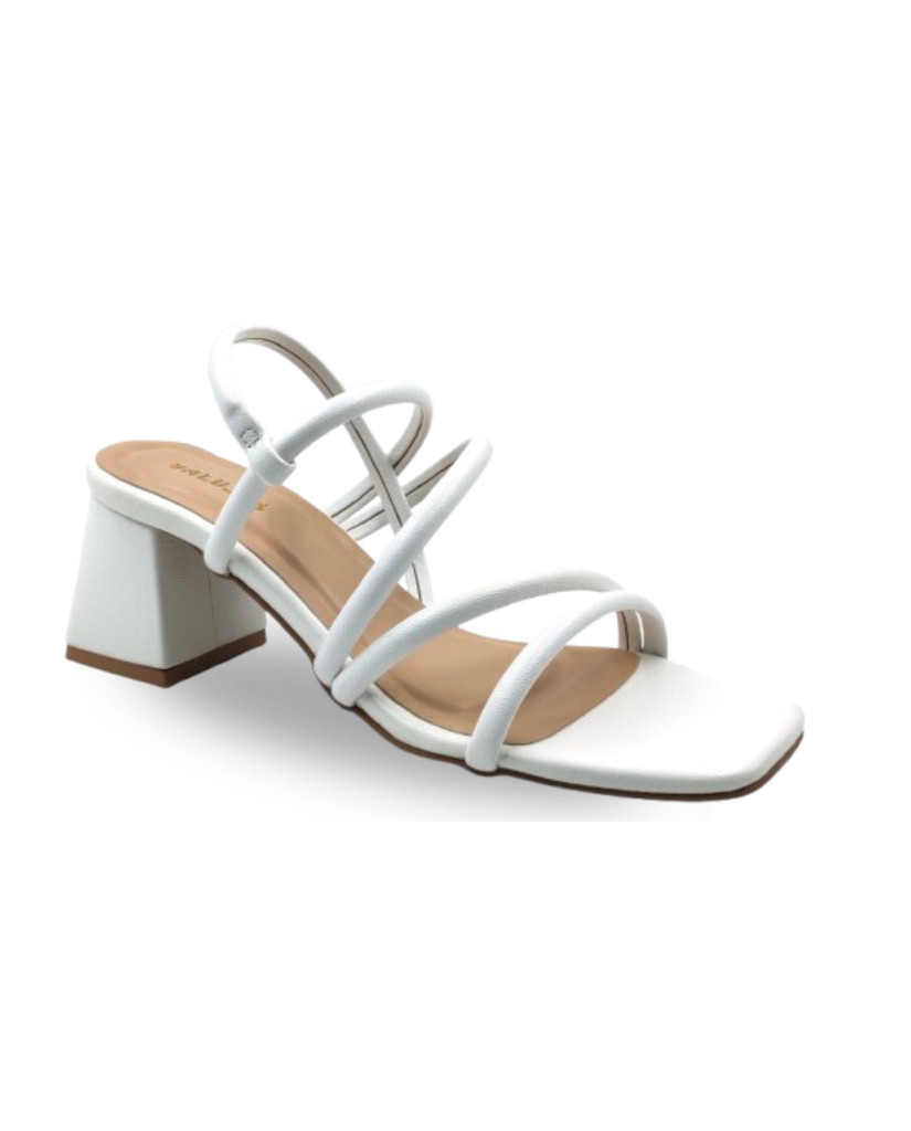 4030: Balujas Women's White Chunky Heel Sandal