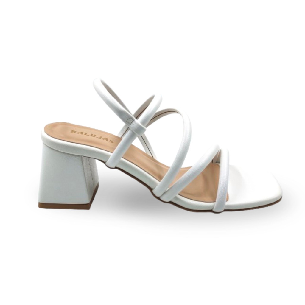 4030: Balujas Women's White Chunky Heel Sandal