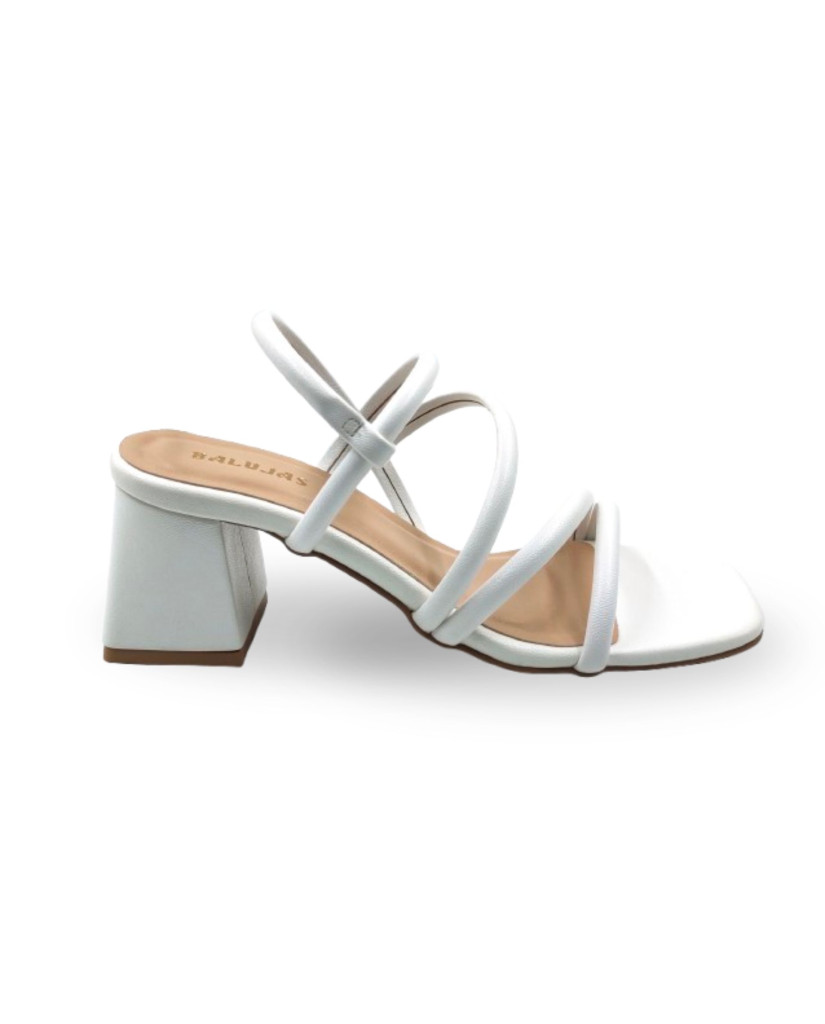 4030: Balujas Women's White Chunky Heel Sandal