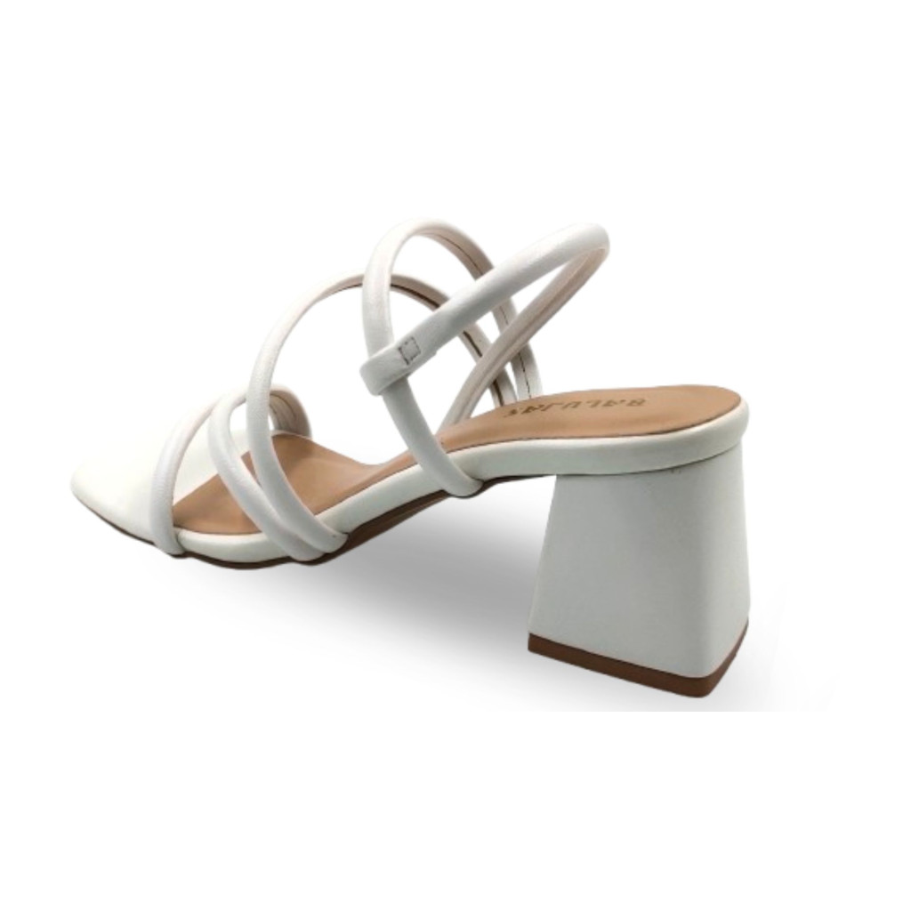 4030: Balujas Women's White Chunky Heel Sandal