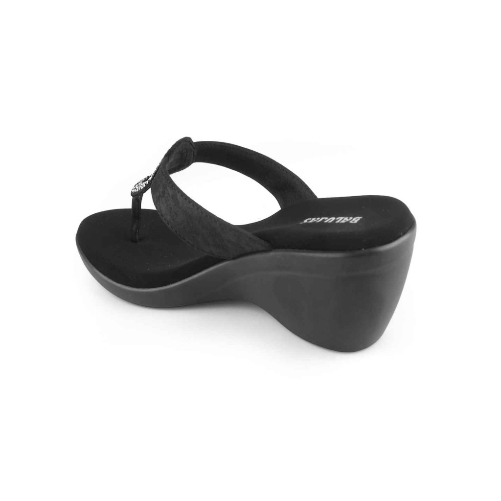 11099: Balujas Black Wedge Heel Ladies Slipper
