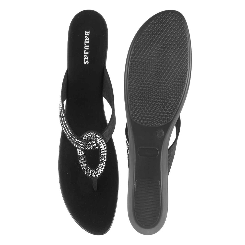 11099: Balujas Black Wedge Heel Ladies Slipper