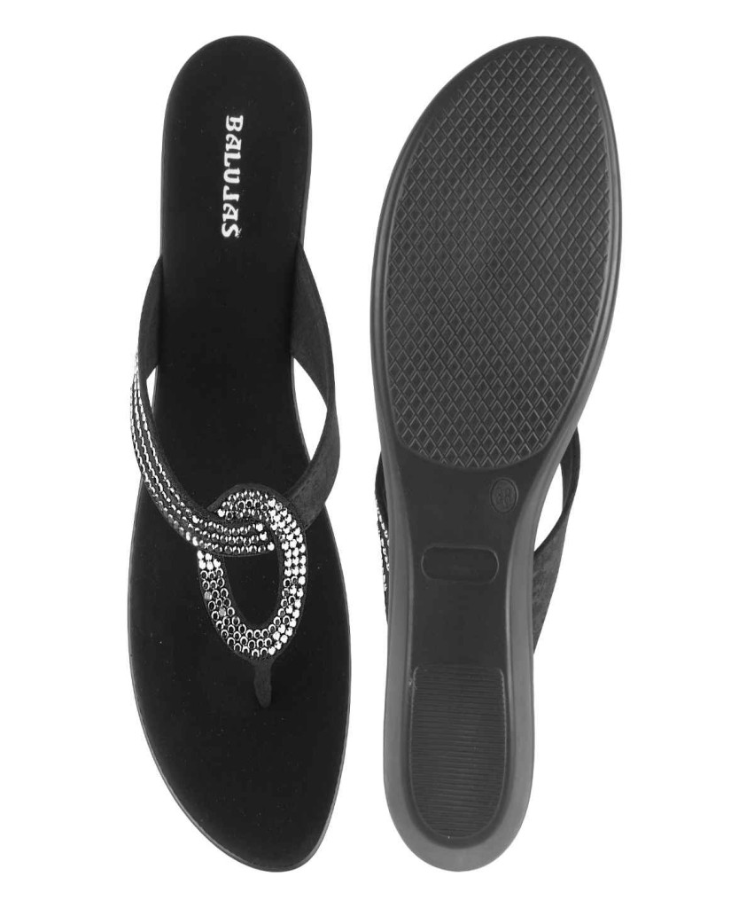 11099: Balujas Black Wedge Heel Ladies Slipper