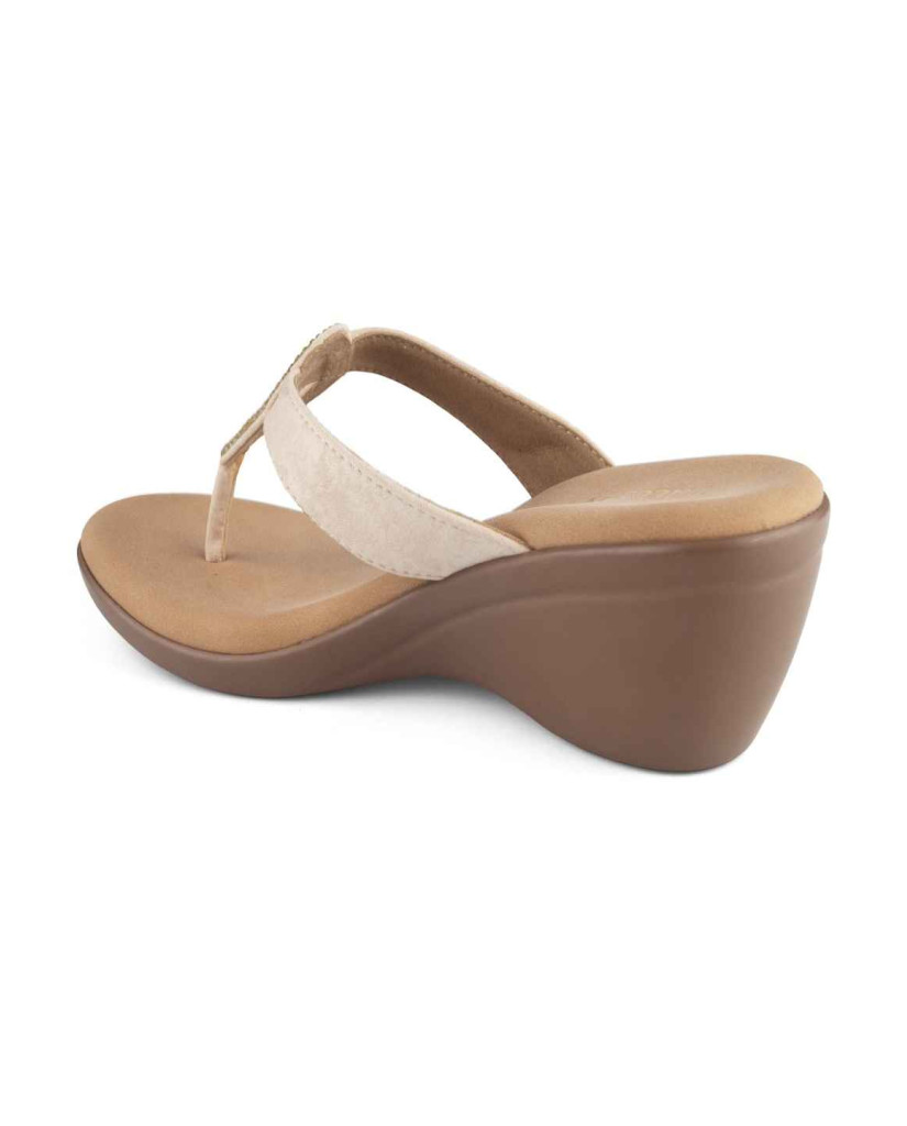 11099: Balujas Gold Wedge Heel Ladies Slipper