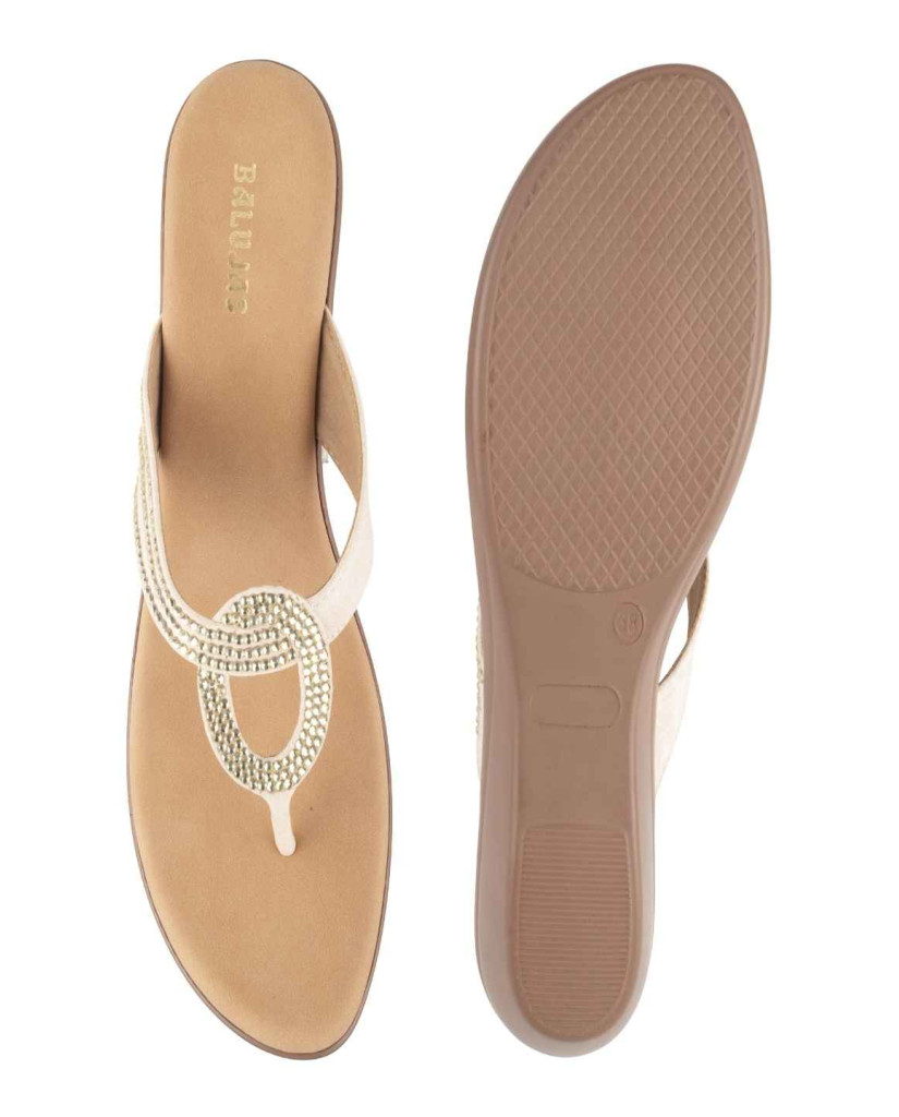 11099: Balujas Gold Wedge Heel Ladies Slipper