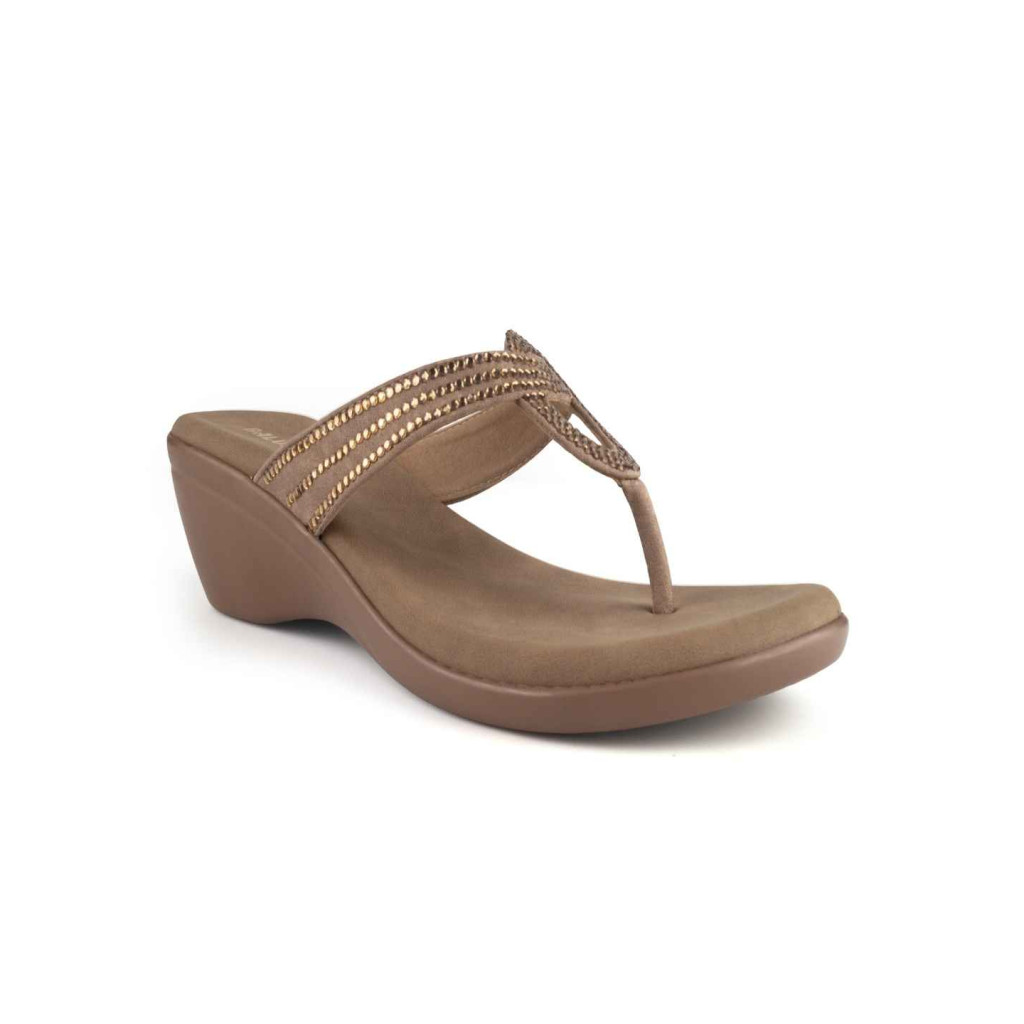 11099: Balujas Peach Wedge Heel Ladies Slipper